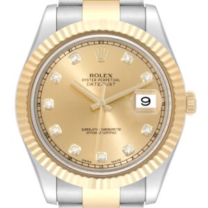 Rolex Datejust 41 Steel Yellow Gold Diamond Dial Mens Watch 116333