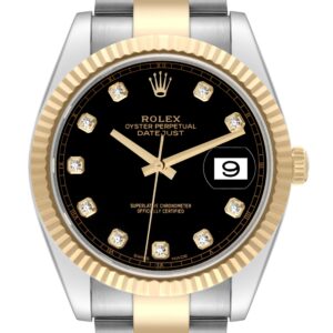 Rolex Datejust 41 Steel Yellow Gold Diamond Dial Mens Watch 126333 Box Card