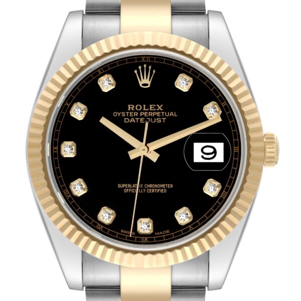 Rolex Datejust 41 Steel Yellow Gold Diamond Dial Mens Watch 126333 Box Card