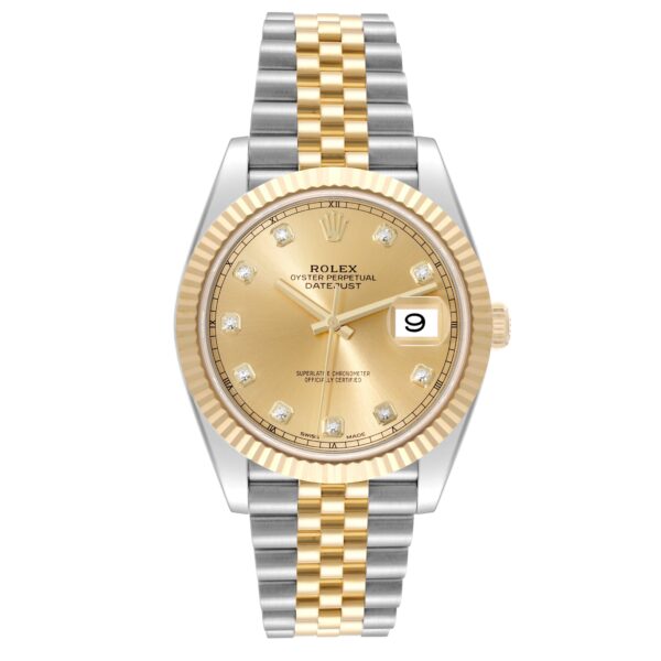 Rolex Datejust 41 Steel Yellow Gold Diamond Dial Mens Watch 126333 Box Card - Image 3