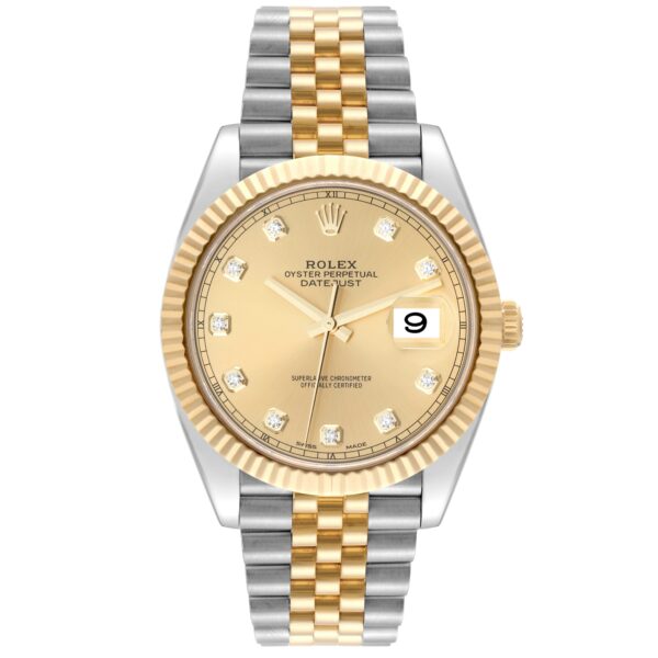 Rolex Datejust 41 Steel Yellow Gold Diamond Dial Mens Watch 126333 Box Card - Image 2