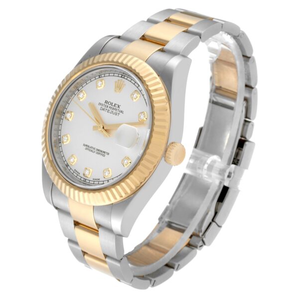 Rolex Datejust 41 Steel Yellow Gold Silver Diamond Dial Watch 116333 - Image 4