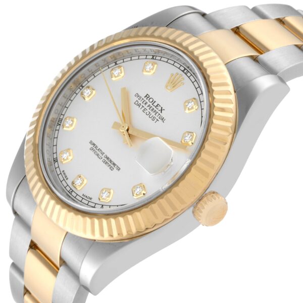 Rolex Datejust 41 Steel Yellow Gold Silver Diamond Dial Watch 116333 - Image 5