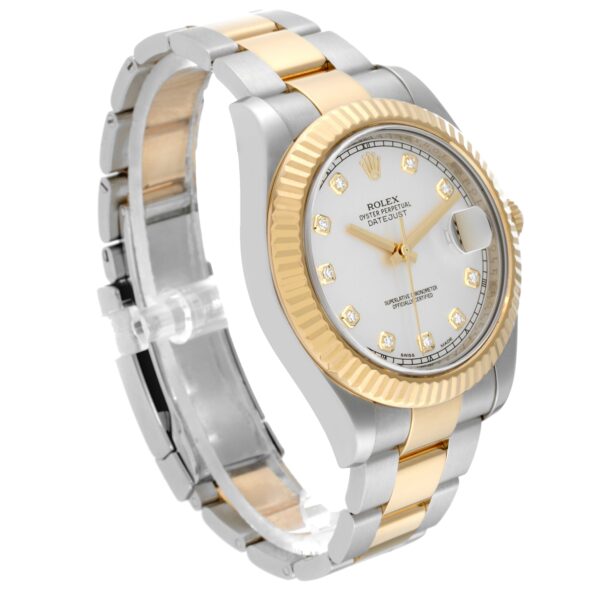 Rolex Datejust 41 Steel Yellow Gold Silver Diamond Dial Watch 116333 - Image 3