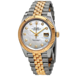 Rolex Datejust 41 White Mother of Pearl Dial Automatic Men's Steel and 18K Yellow Gold Jubilee Watch 126333MDJ