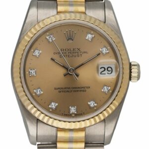 Rolex DateJust 68279 Diamond Dial & 18K White Gold Tridor Ladies Watch