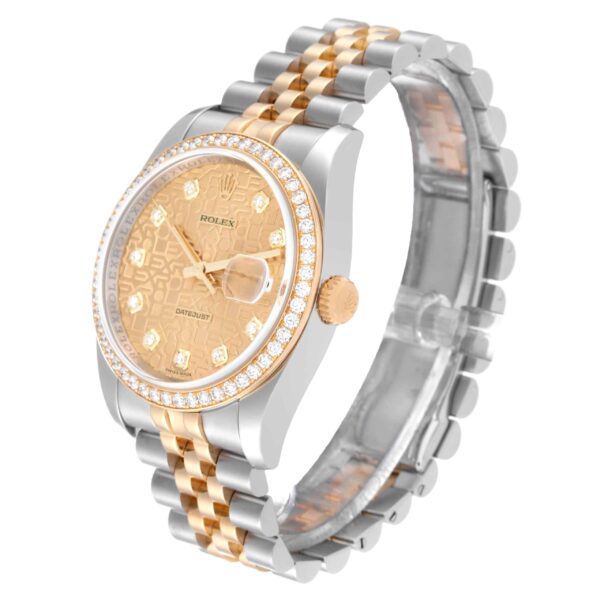 Rolex Datejust Anniversary Dial Steel Yellow Gold Diamond Men's Watch 116243 - Image 4