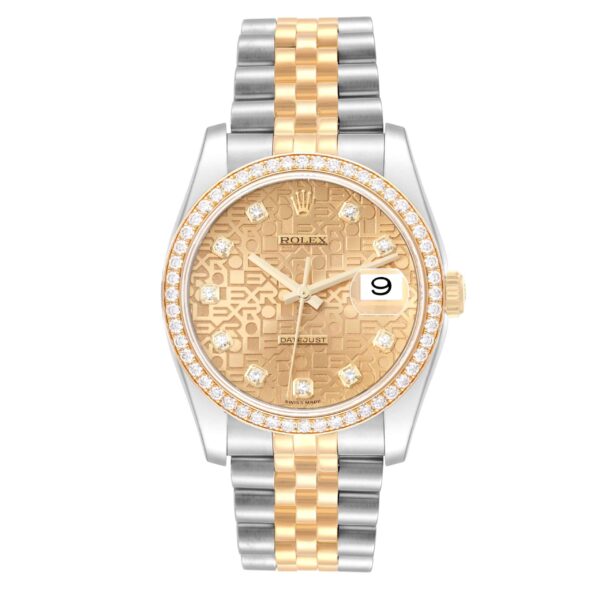 Rolex Datejust Anniversary Dial Steel Yellow Gold Diamond Men's Watch 116243 - Image 2