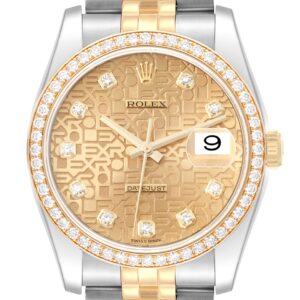 Rolex Datejust Anniversary Dial Steel Yellow Gold Diamond Men's Watch 116243