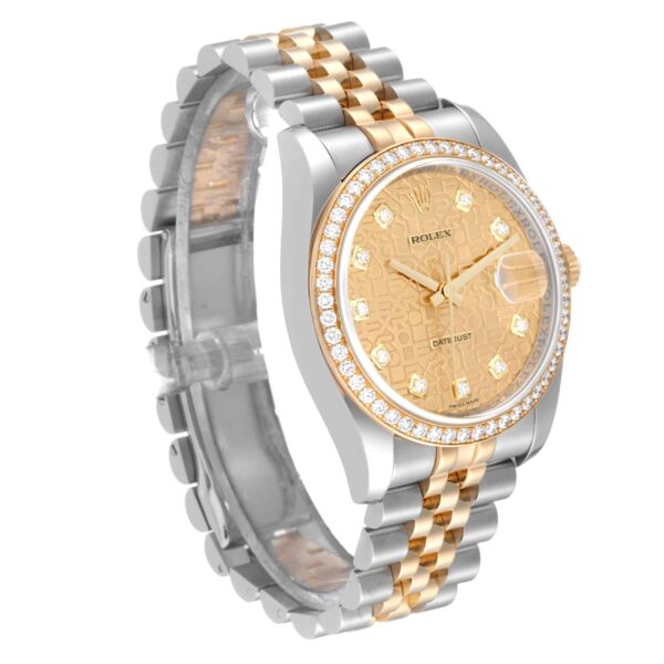Rolex Datejust Anniversary Dial Steel Yellow Gold Diamond Men's Watch 116243 - Image 3