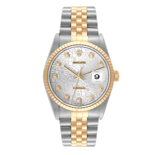 Rolex Datejust Anniversary Diamond Dial Steel Yellow Gold Mens Watch 16233 - Image 2