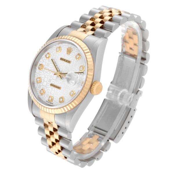 Rolex Datejust Anniversary Diamond Dial Steel Yellow Gold Mens Watch 16233 - Image 4