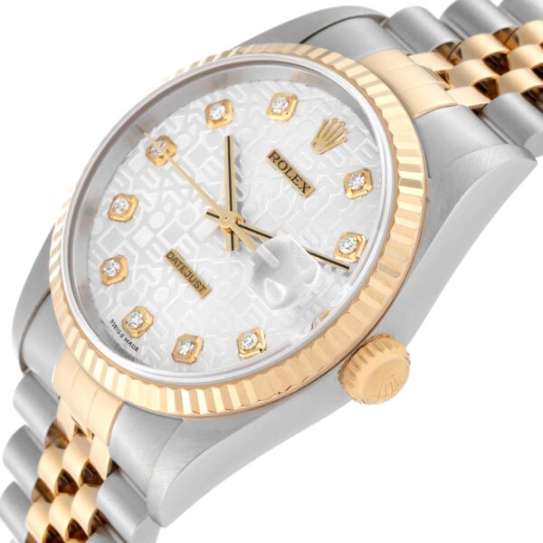 Rolex Datejust Anniversary Diamond Dial Steel Yellow Gold Mens Watch 16233 - Image 5