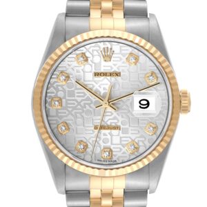 Rolex Datejust Anniversary Diamond Dial Steel Yellow Gold Mens Watch 16233