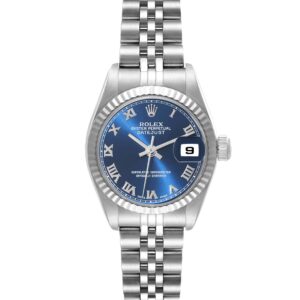 Rolex Datejust Blue Dial White Gold Steel Ladies Watch 79174