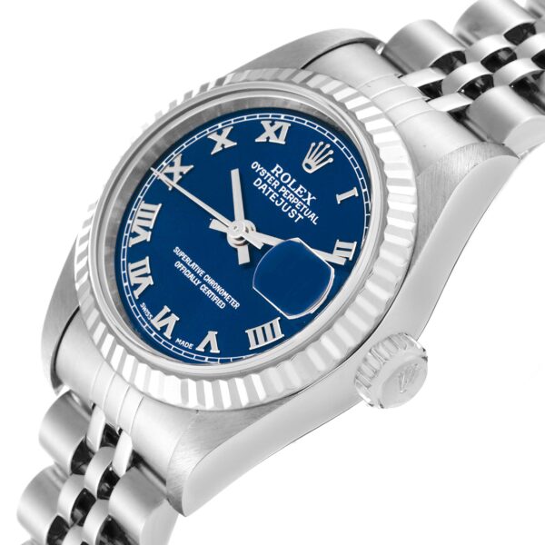 Rolex Datejust Blue Dial White Gold Steel Ladies Watch 79174 Box Papers - Image 5