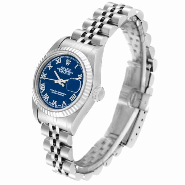 Rolex Datejust Blue Dial White Gold Steel Ladies Watch 79174 Box Papers - Image 4
