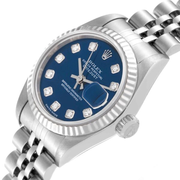Rolex Datejust Blue Diamond Dial White Gold Steel Ladies Watch 79174 - Image 6