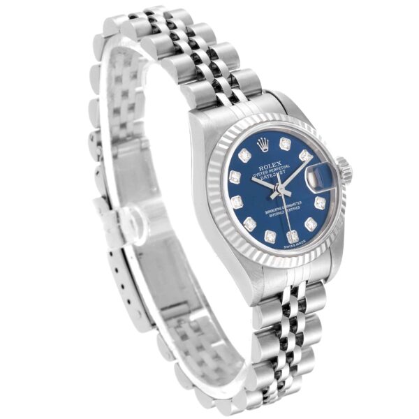 Rolex Datejust Blue Diamond Dial White Gold Steel Ladies Watch 79174 - Image 4