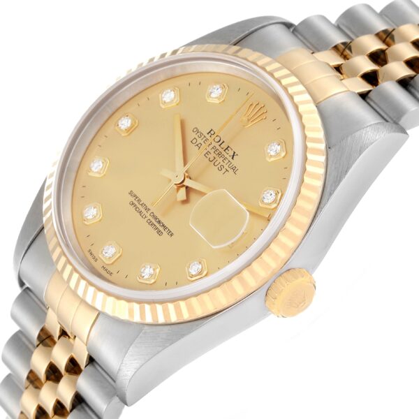 Rolex Datejust Diamond Dial Steel Yellow Gold Mens Watch 16233 - Image 5