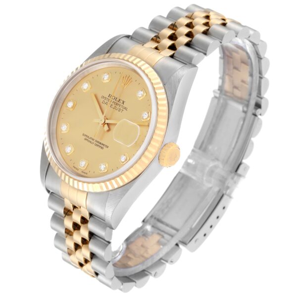 Rolex Datejust Diamond Dial Steel Yellow Gold Mens Watch 16233 - Image 4