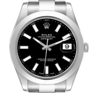 Rolex Datejust II 41mm Black Dial Steel Mens Watch 116300 Card