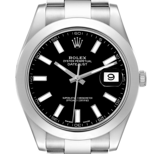 Rolex Datejust II 41mm Black Dial Steel Mens Watch 116300 Card