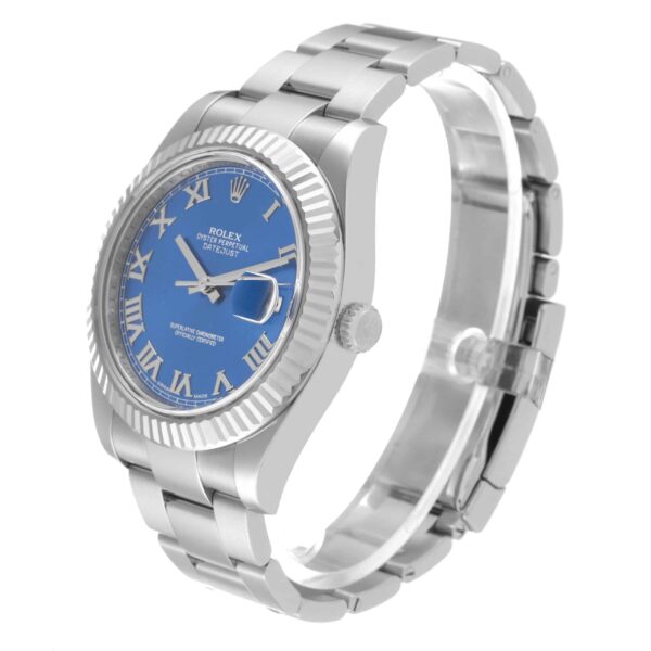 Rolex Datejust II Steel White Gold Blue Roman Dial Mens Watch 116334 - Image 4