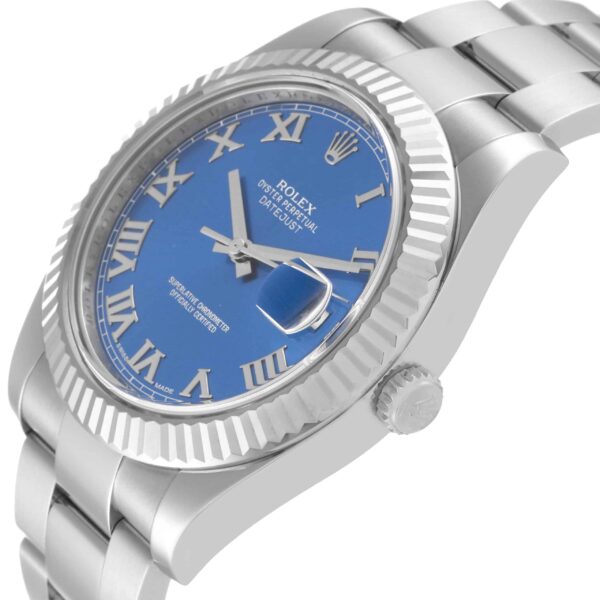 Rolex Datejust II Steel White Gold Blue Roman Dial Mens Watch 116334 - Image 5