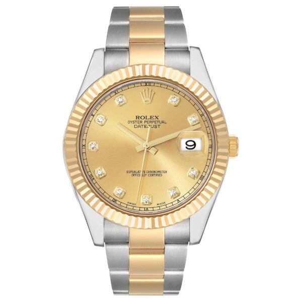 Rolex Datejust II Steel Yellow Gold Diamond Mens Watch 116333 - Image 2