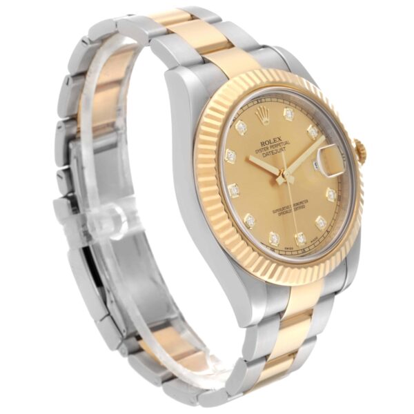 Rolex Datejust II Steel Yellow Gold Diamond Mens Watch 116333 - Image 3
