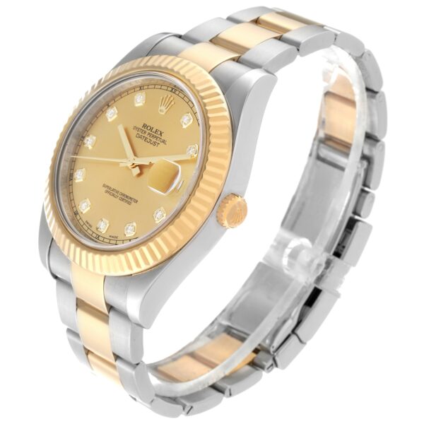 Rolex Datejust II Steel Yellow Gold Diamond Mens Watch 116333 - Image 4