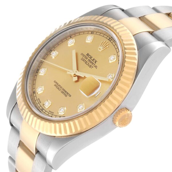 Rolex Datejust II Steel Yellow Gold Diamond Mens Watch 116333 - Image 5