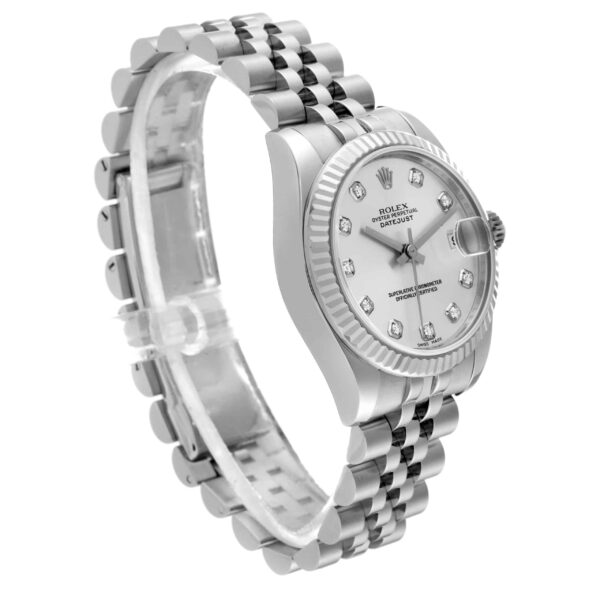 Rolex Datejust Midsize 31 Steel White Gold Diamond Dial Watch 178274 Box Card - Image 3
