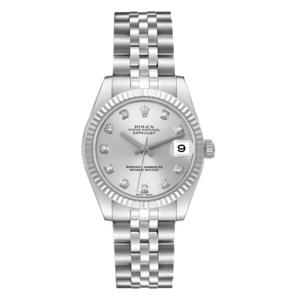 Rolex Datejust Midsize 31 Steel White Gold Diamond Dial Watch 178274 Box Card - Image 2