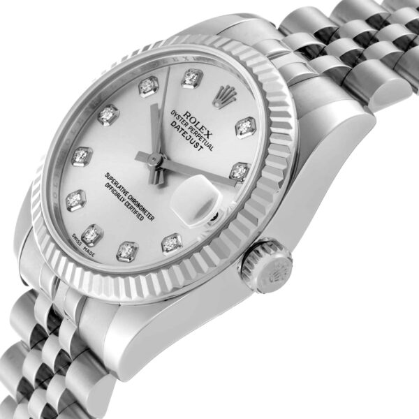 Rolex Datejust Midsize 31 Steel White Gold Diamond Dial Watch 178274 Box Card - Image 6