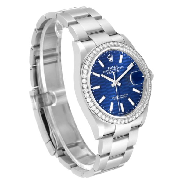 Rolex Datejust Steel Blue Fluted Dial Diamond Mens Watch 126284 Unworn - Image 3