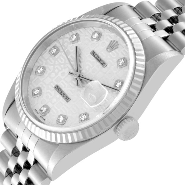 Rolex Datejust Steel White Gold Anniversary Diamond Dial Mens Watch 16234 - Image 6
