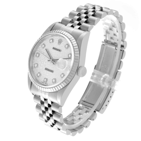 Rolex Datejust Steel White Gold Anniversary Diamond Dial Mens Watch 16234 - Image 5