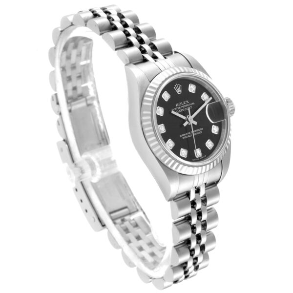 Rolex Datejust Steel White Gold Black Diamond Dial Ladies Watch 79174 Box Papers - Image 4