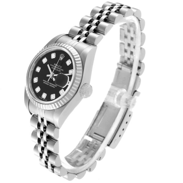 Rolex Datejust Steel White Gold Black Diamond Dial Ladies Watch 79174 Box Papers - Image 5