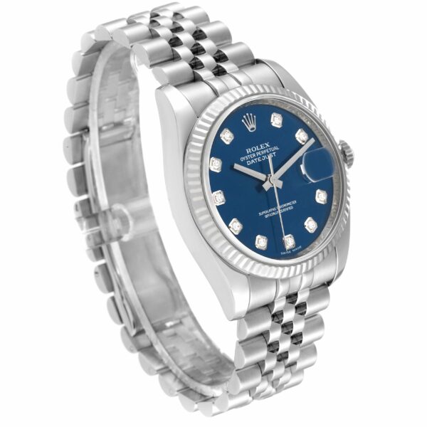 Rolex Datejust Steel White Gold Blue Diamond Dial Mens Watch 116234 - Image 3