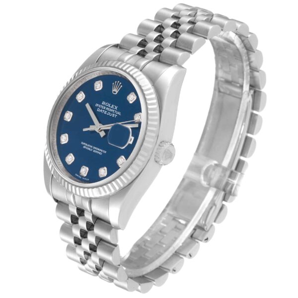 Rolex Datejust Steel White Gold Blue Diamond Dial Mens Watch 116234 - Image 4