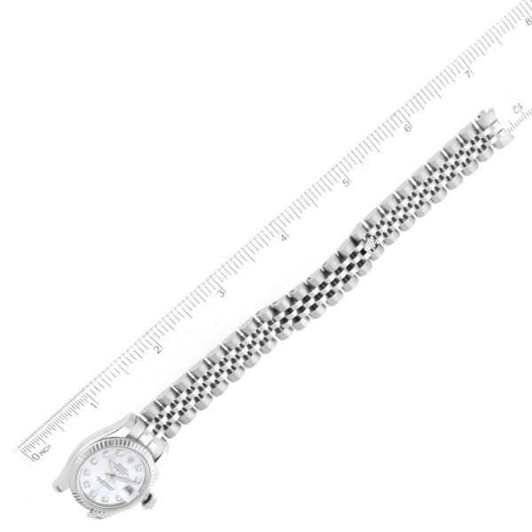 Rolex Datejust Steel White Gold Mother of Pearl Diamond Dial Ladies Watch 179174 - Image 10