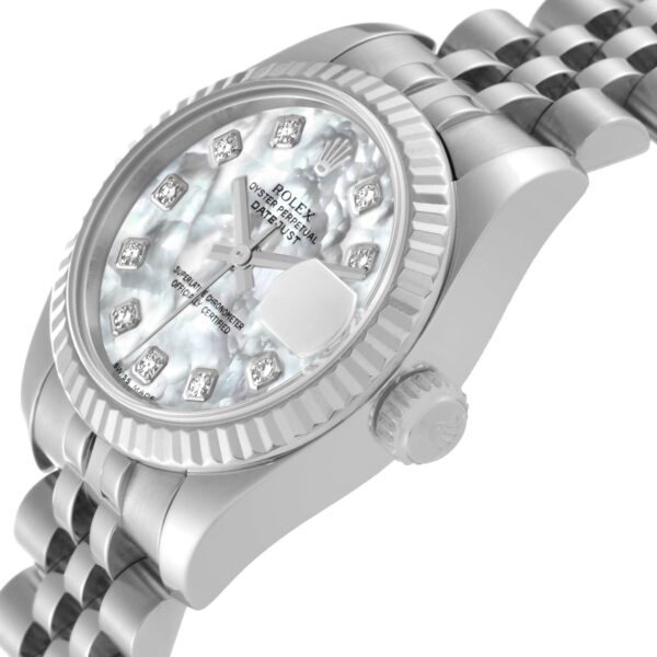 Rolex Datejust Steel White Gold Mother of Pearl Diamond Dial Ladies Watch 179174 - Image 5
