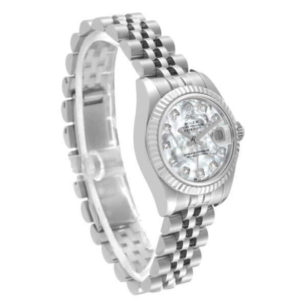 Rolex Datejust Steel White Gold Mother of Pearl Diamond Dial Ladies Watch 179174 - Image 3