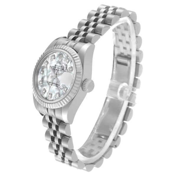 Rolex Datejust Steel White Gold Mother of Pearl Diamond Dial Ladies Watch 179174 - Image 4