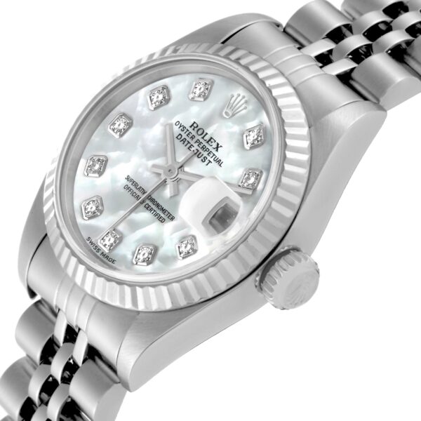 Rolex Datejust Steel White Gold Mother of Pearl Diamond Ladies Watch 79174 - Image 5