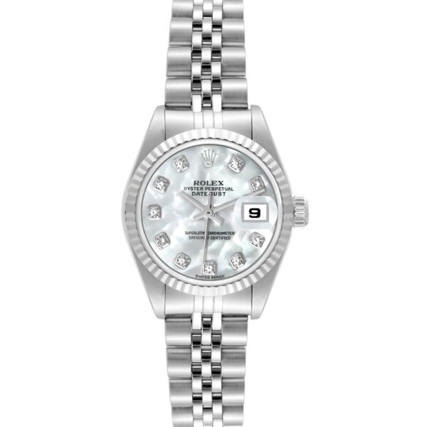 Rolex Datejust Steel White Gold Mother of Pearl Diamond Ladies Watch 79174 - Image 2