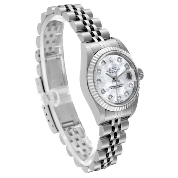 Rolex Datejust Steel White Gold Mother of Pearl Diamond Ladies Watch 79174 - Image 4
